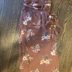 Floral paper bag style pants